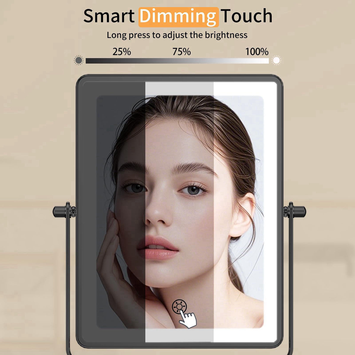 FUNTOUCH 5000mAh Rechargeable Wall Mounted Makeup Mirror with Lights – back view and specifications