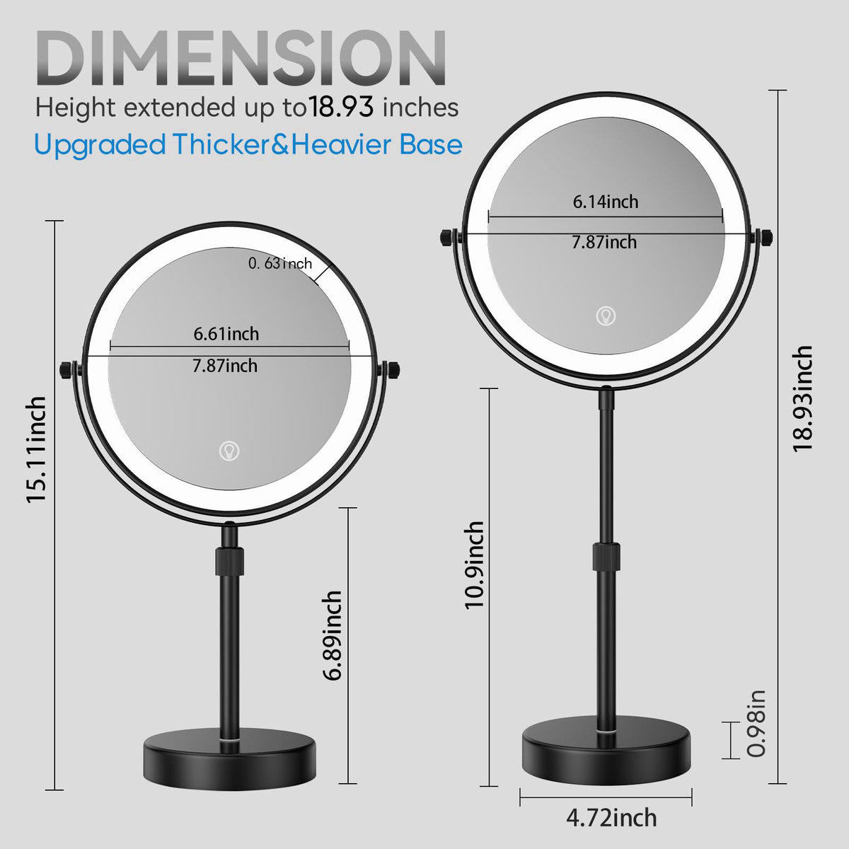 Nicesail Magnifying Lighted Makeup Mirror Height Adjustable – packaging and label