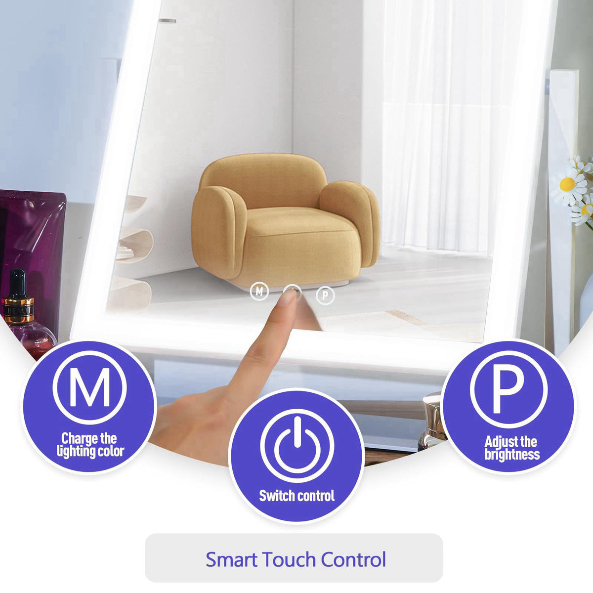 ViKert Vanity Mirror with Lights,Makeup Mirror with 5X Magnification Mirror, Light up Desk Mirror, Led Mirror for Desks,