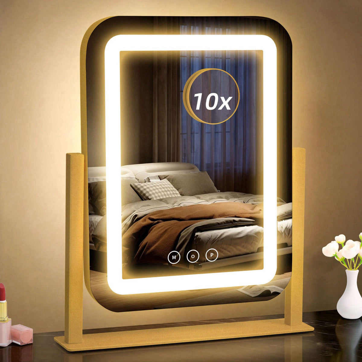 Shinerva 12"×13.9" Vanity Mirror with Lights, LED Makeup Mirror – product photo (Makeup Mirrors)