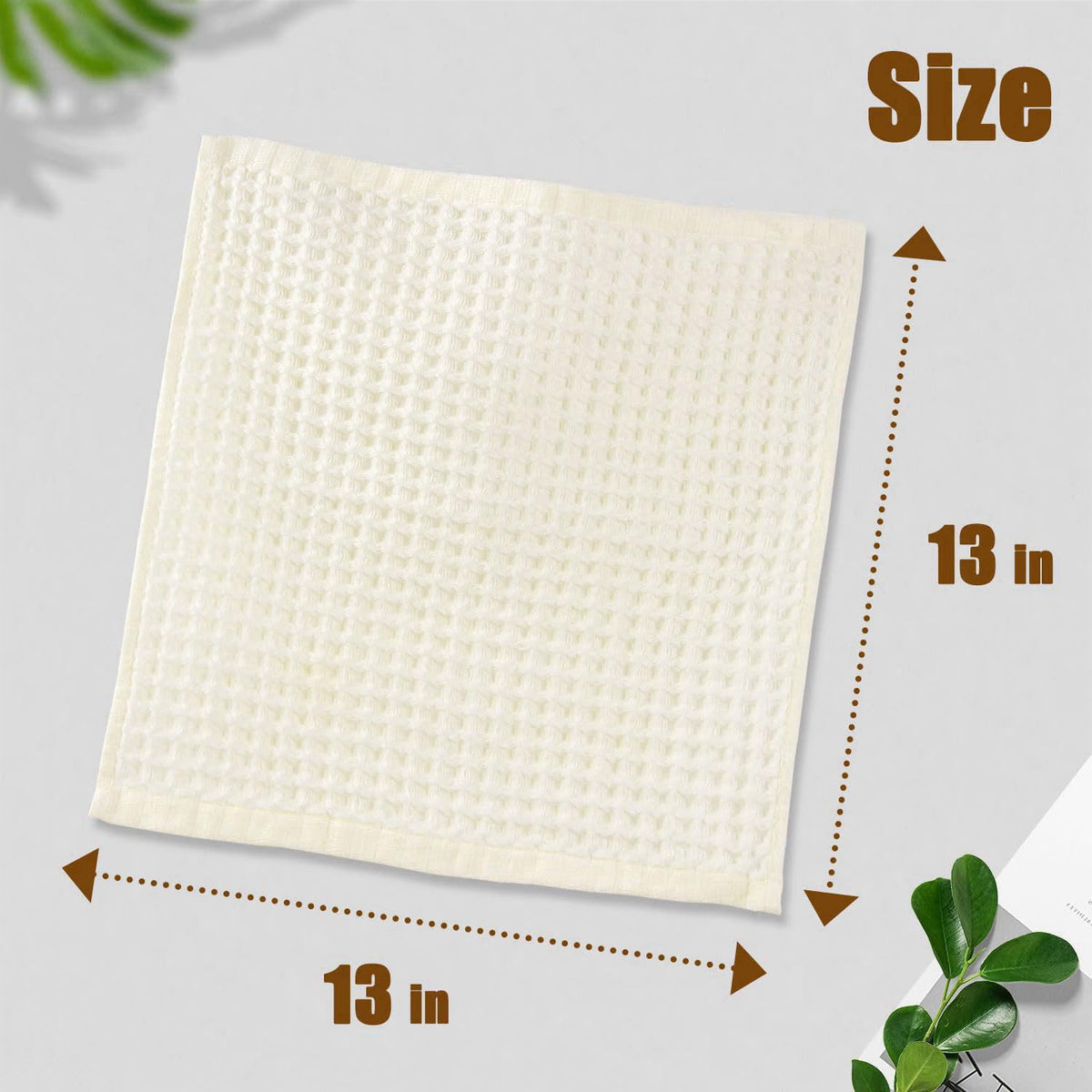 Cleanbear Wash Cloths 12 Pack - Cotton Waffle Weave, Lightweight, 13” x 13” – close-up detail
