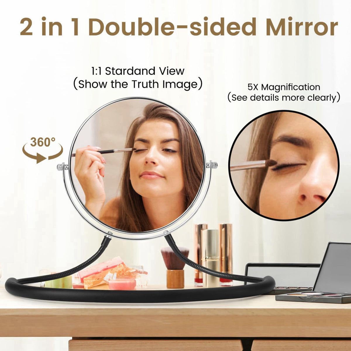 Deikoliuna Big Size Double-Sided Mirror to See Back of Head, Hands Free Adjustable Mirror Hung Around The Neck, Two Way 