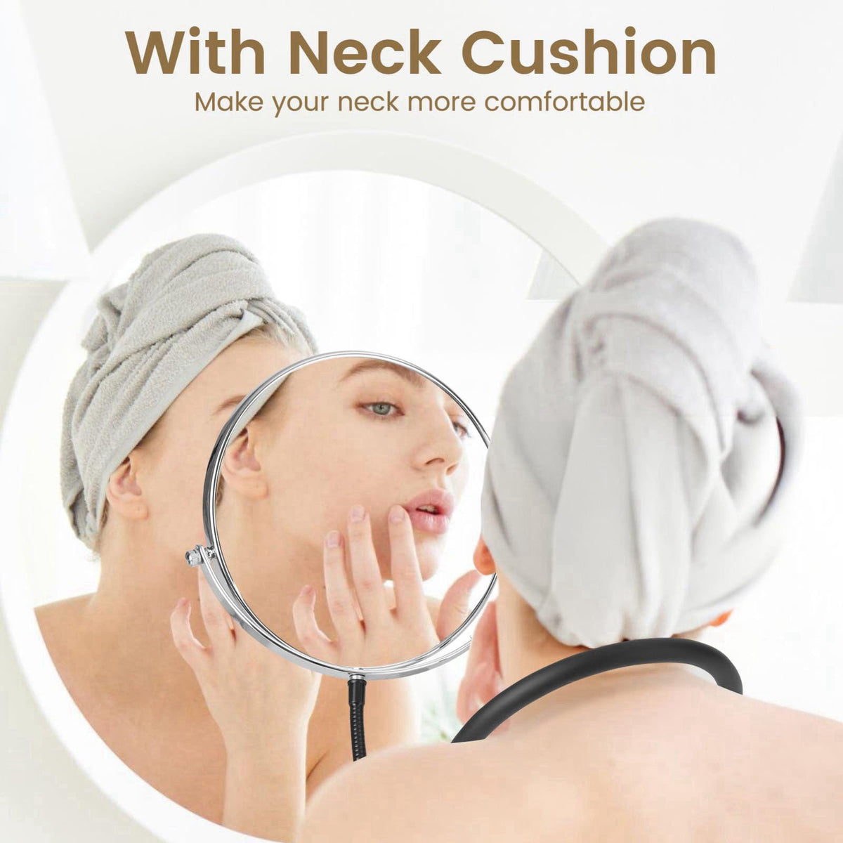 Deikoliuna Big Size Double-Sided Mirror to See Back of Head, Hands Free Adjustable Mirror Hung Around The Neck, Two Way 
