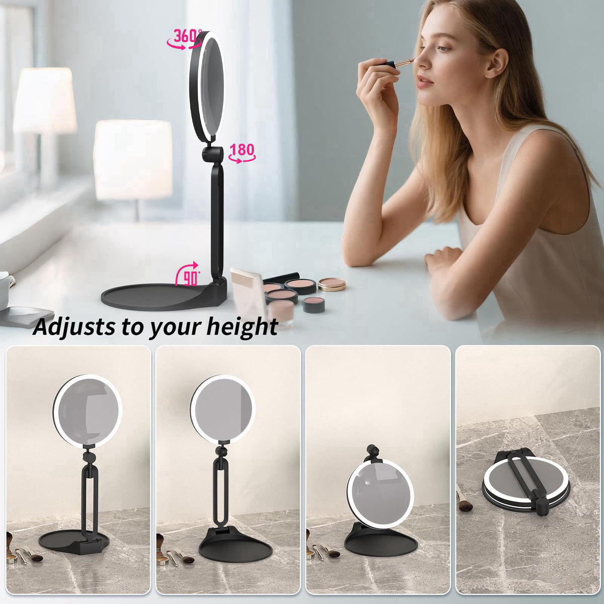 Suupvaor Double Sided 1X/40X Travel Magnifying Makeup Mirror with Light, Foldable – packaging and label