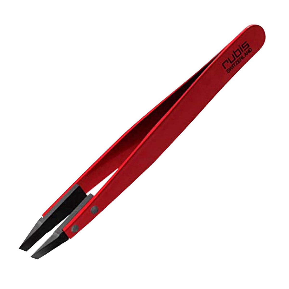 Rubis Classic Techno Stainless Steel Tweezers for Precise Eyebrows and Hair Removal Slanted Polymer Tips, 1KS102,Rubis S