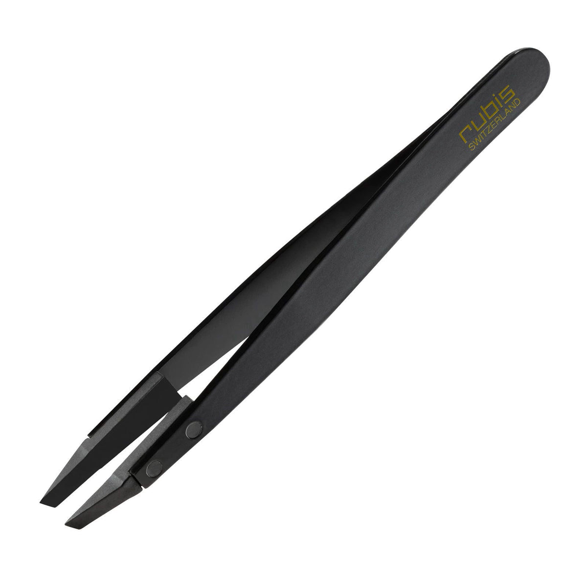 Rubis Classic Techno Stainless Steel Tweezers for Precise Eyebrows and Hair Removal Slanted Polymer Tips, 1KS102,Rubis S