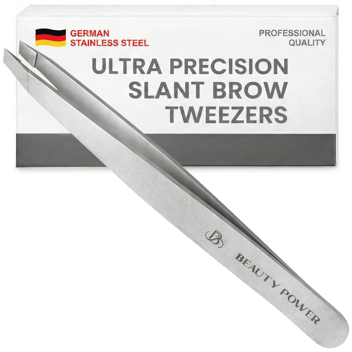 Beauty Power Tweezers for Women Facial Hair: Ultra Precision Tweezers for Women & Men, Sharp Slant Tweezer for Eyebrows,