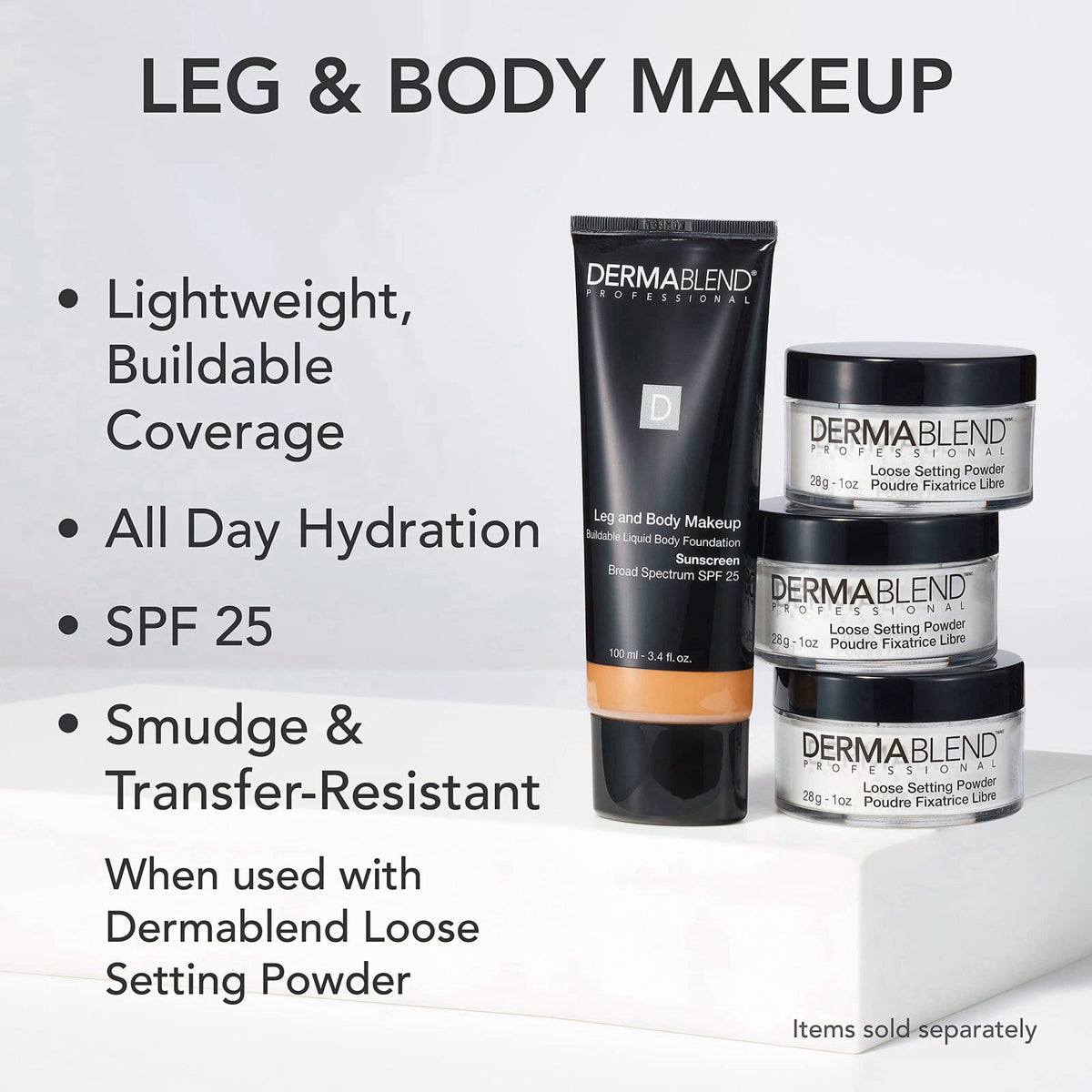 Dermablend Leg & Body Makeup Foundation SPF 25, 20N, 3.4 fl oz – packaging and label