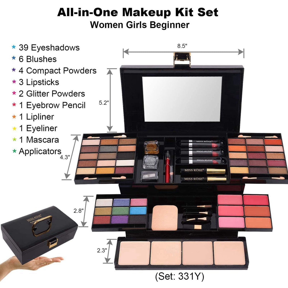 MISS ROSE M 58 Color Professional Makeup pallet, Makeup Kit for Women Full Kit, All In One Make up Kit Set, Makeup Gift 