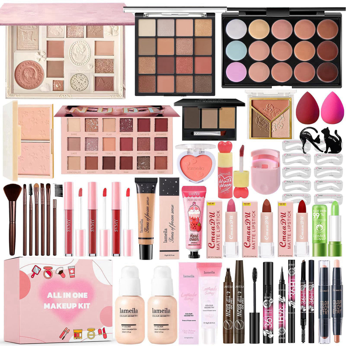 Geyomi All in One Makeup Kit Makeup Set for Women Full Kit, Make Up Gift Set for Women Teens Girls, Makeup Essential Bun