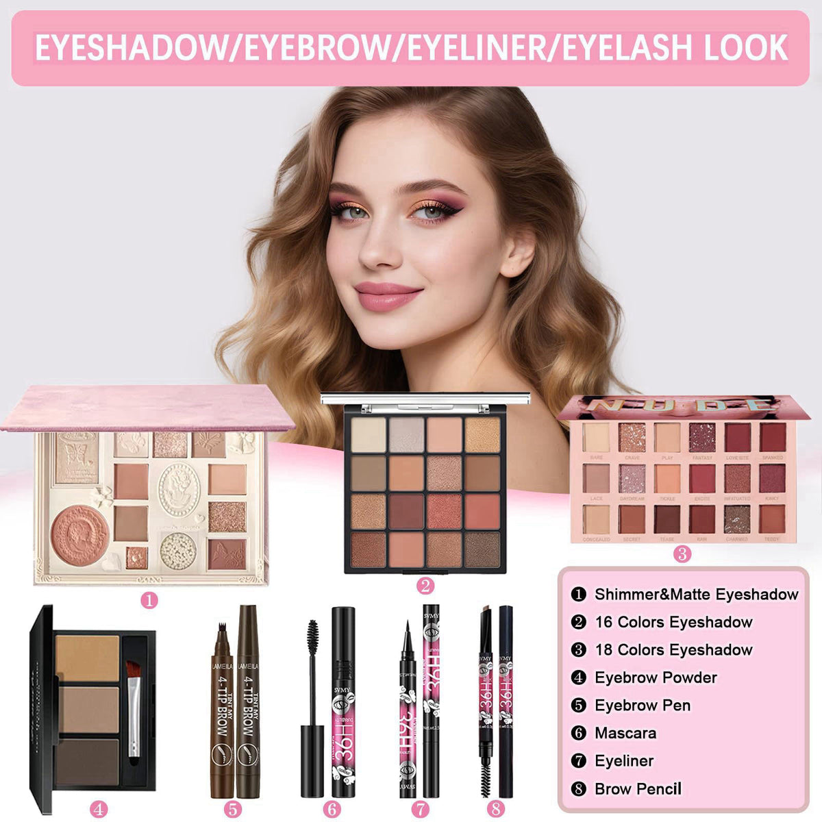 Geyomi All in One Makeup Kit Makeup Set for Women Full Kit, Make Up Gift Set for Women Teens Girls, Makeup Essential Bun