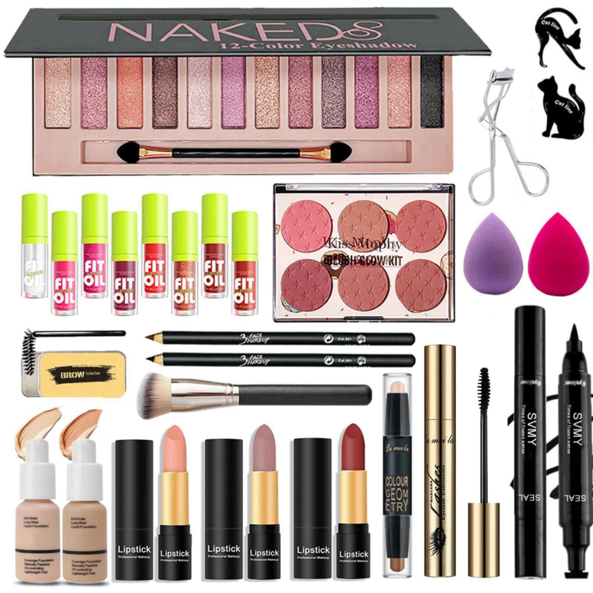RevoNext 28 Pcs All in One Full Makeup Kit for Women, Makeup Set for Women&Beginner,Eyeshadow, Foundation, Lipsticks, Ey