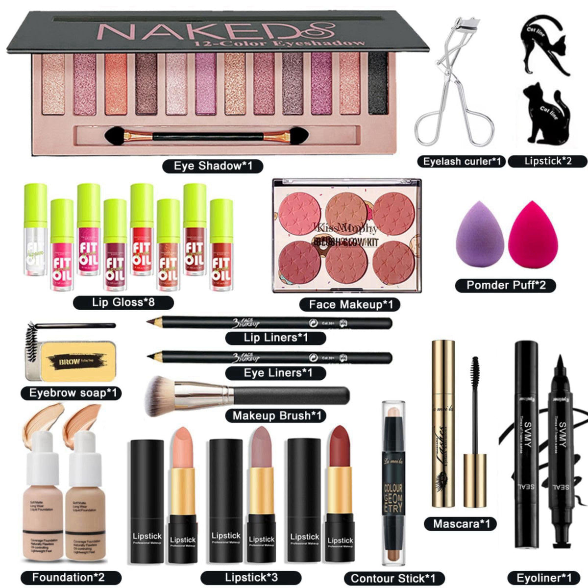RevoNext 28 Pcs All in One Full Makeup Kit for Women, Makeup Set for Women&Beginner,Eyeshadow, Foundation, Lipsticks, Ey