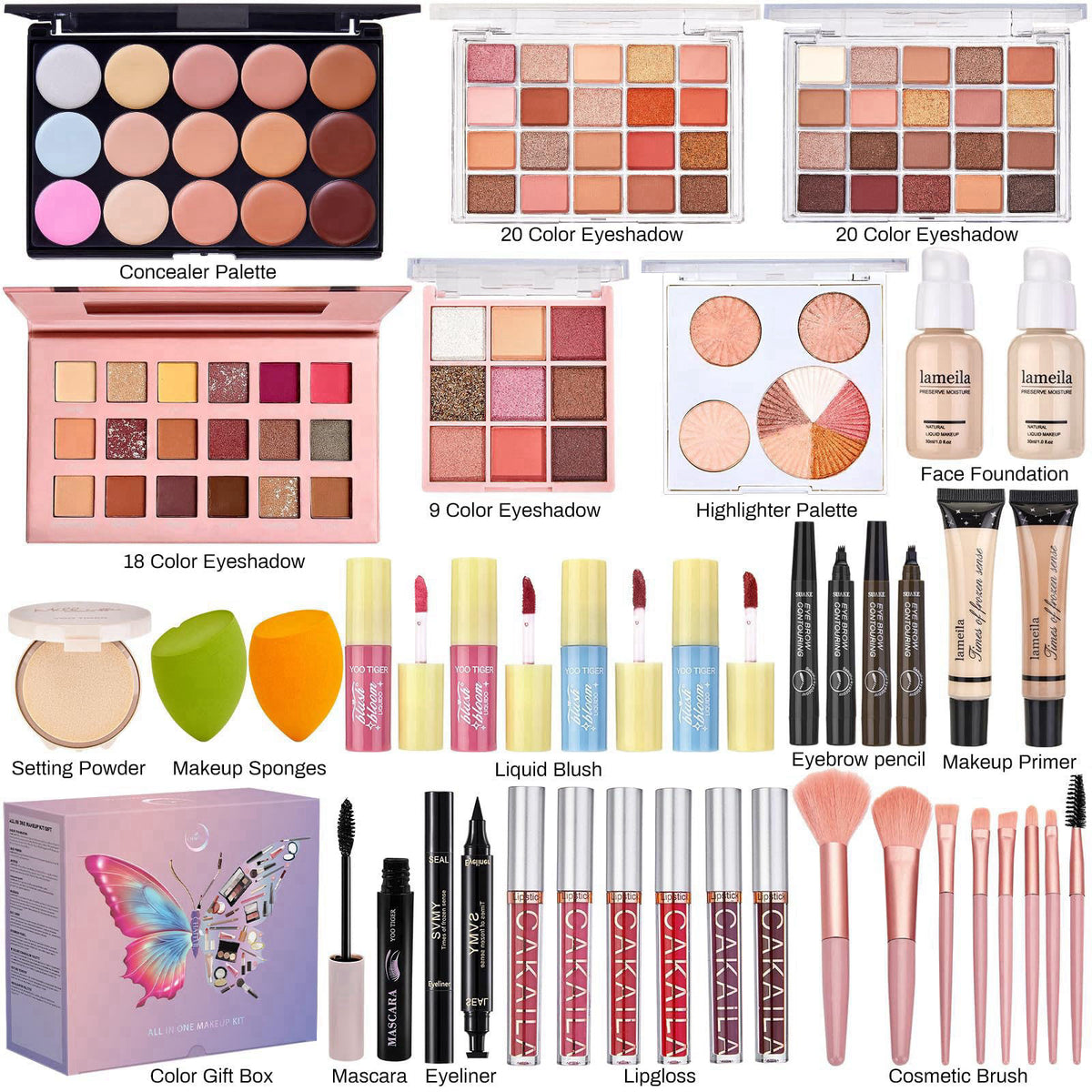 CHAFFUL All in One Makeup Kit, Make Up Gift Set, Makeup Kit for Women Full Kit – close-up detail in Multicolor