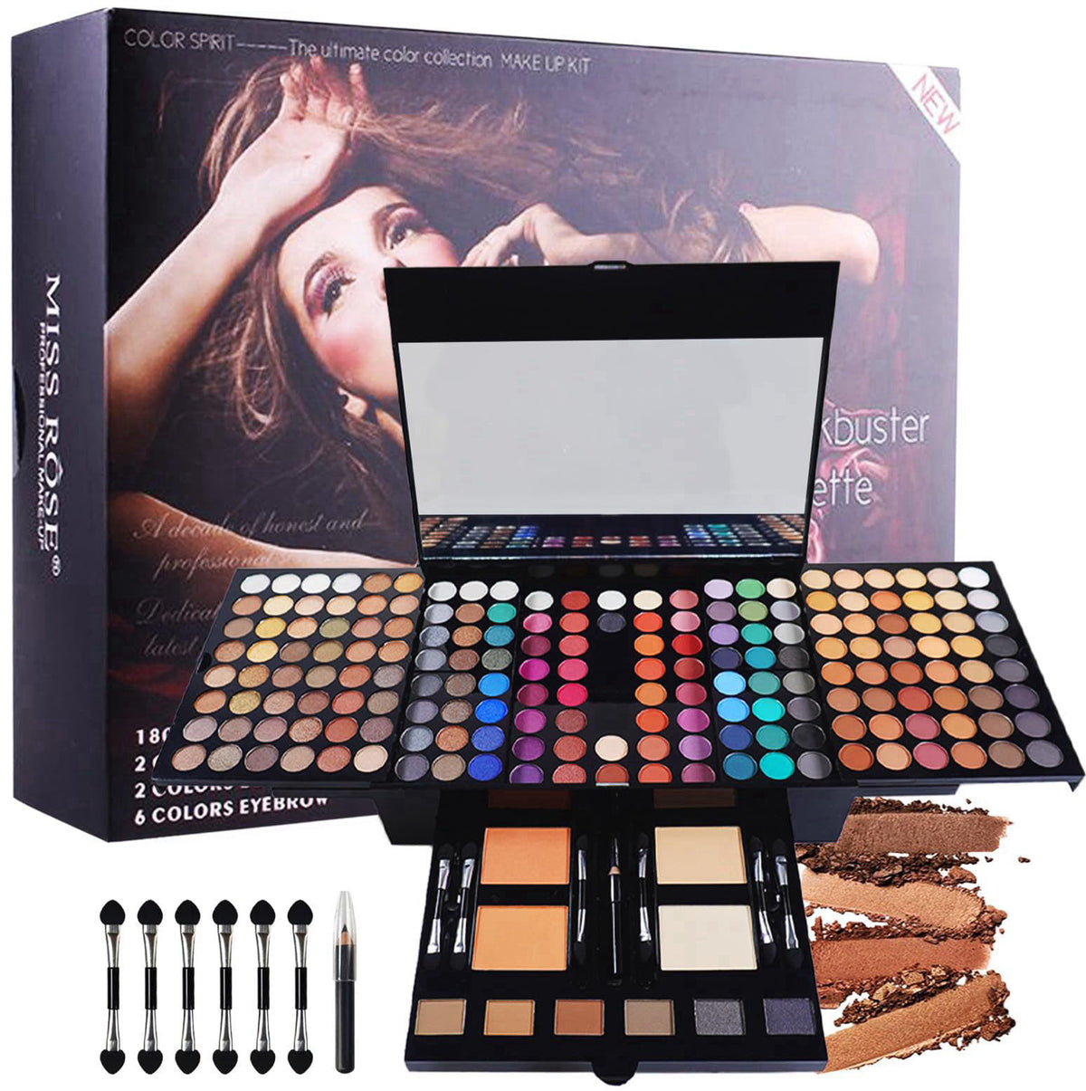 Pure Vie All-in-One Holiday Gift Makeup Set Essential Starter Bundle Include Eyeshadow Palette Lipgloss Concealer Blush 