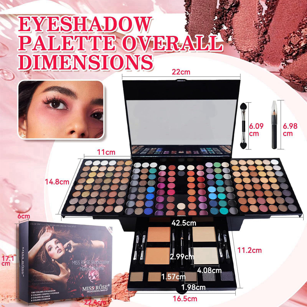 Pure Vie All-in-One Holiday Gift Makeup Set Essential Starter Bundle Include Eyeshadow Palette Lipgloss Concealer Blush 