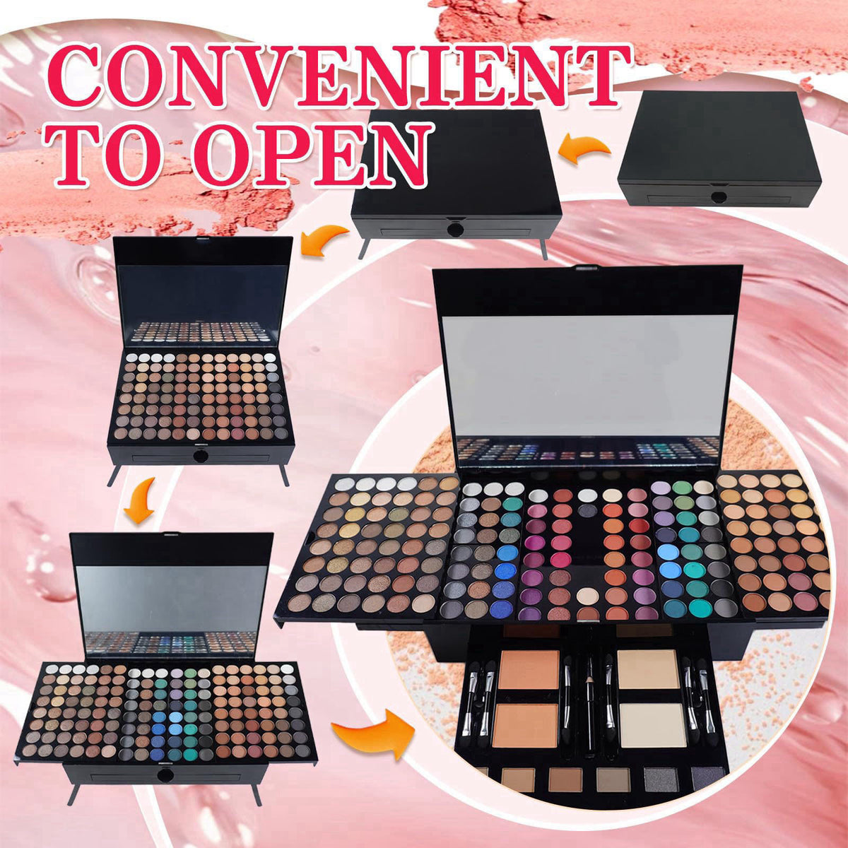 Pure Vie All-in-One Holiday Gift Makeup Set Essential Starter Bundle Include Eyeshadow Palette Lipgloss Concealer Blush 