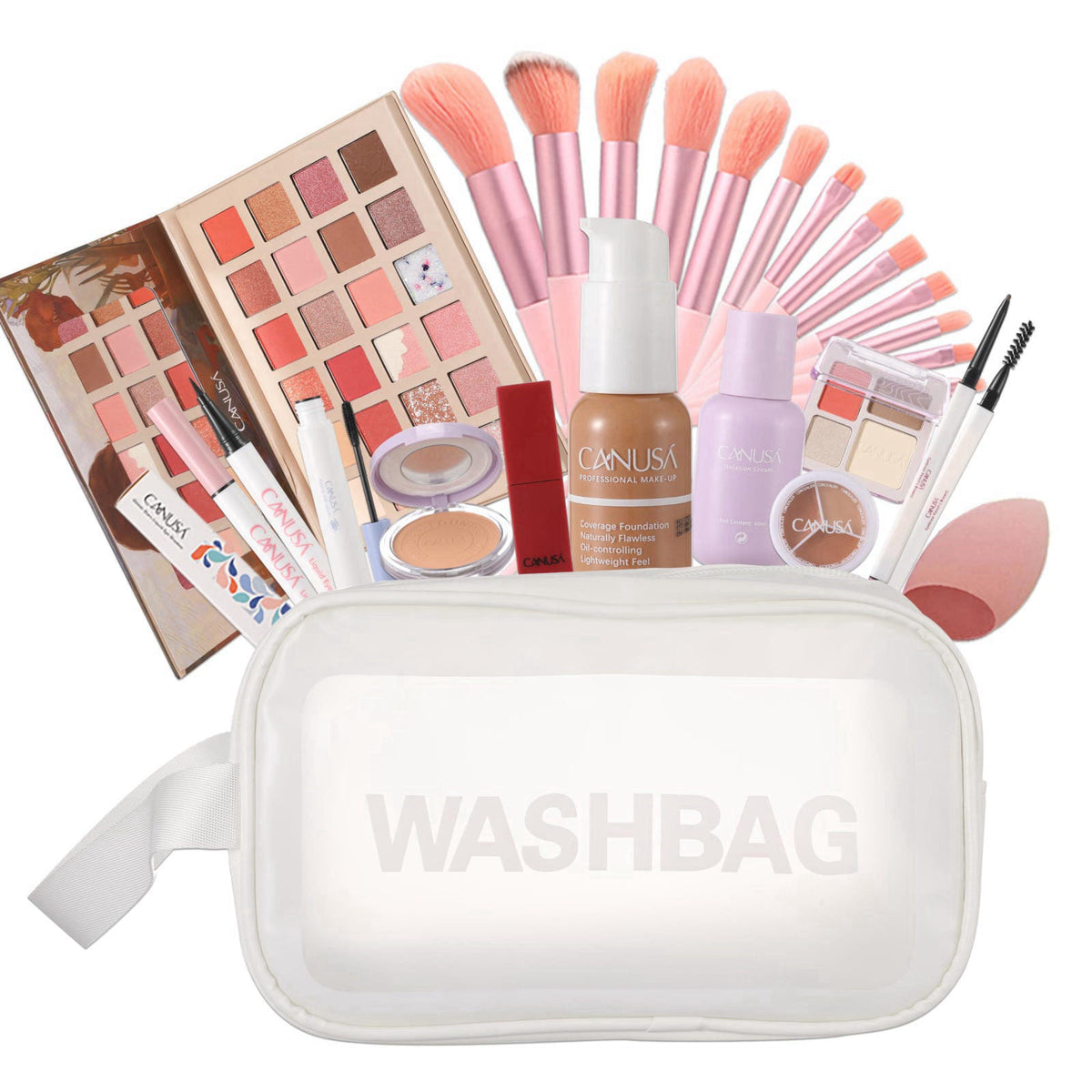 26Pc Full Face Makeup Set Gift Surprise for Women Cosmetic Essential Starter Bundle Include 24 Colors Eyeshadow Palette,