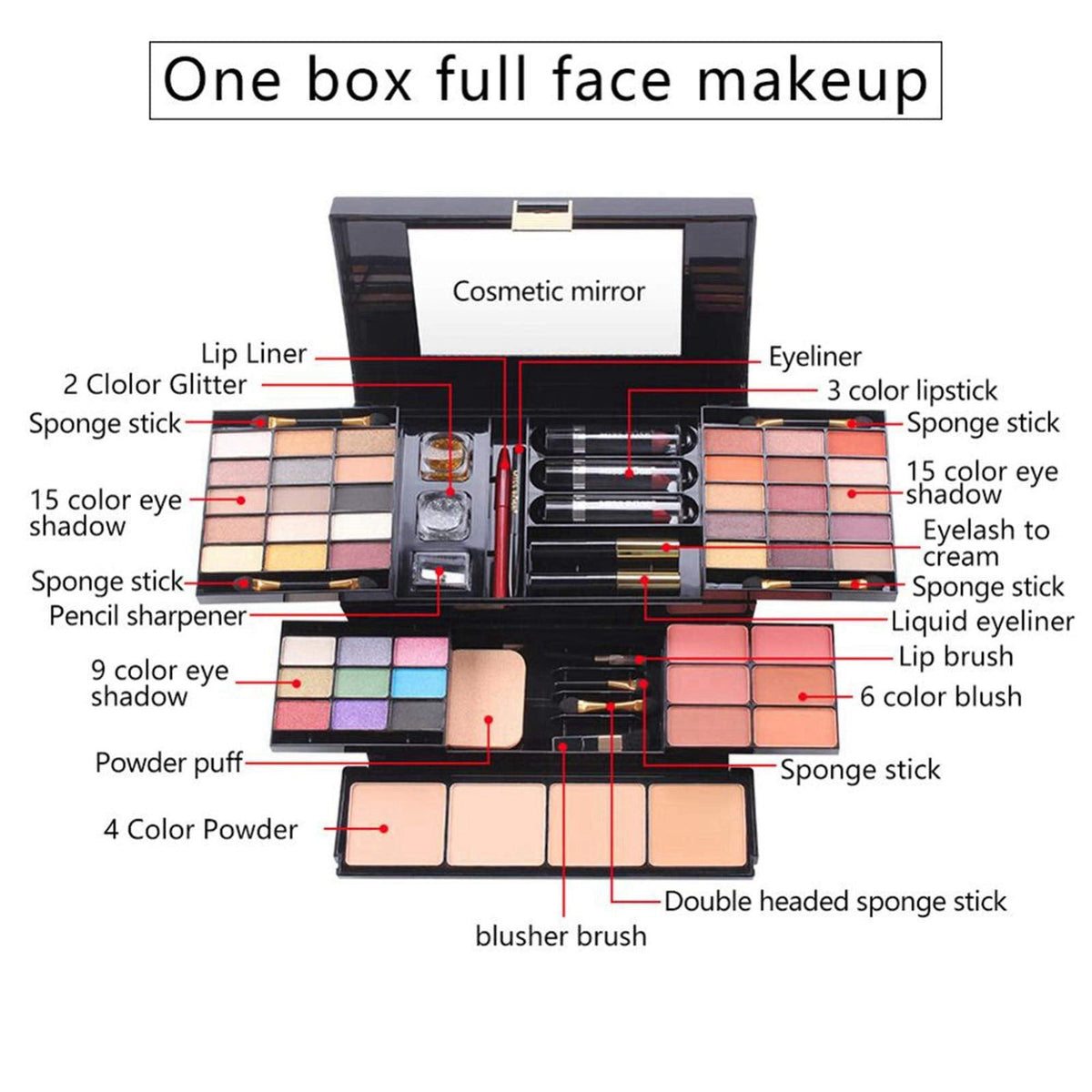 FantasyDay 54 Colors All in one Makeup Gift Set Holiday Birthday Beauty Cosmetic Essential Starter Bundle Include 39 Eye