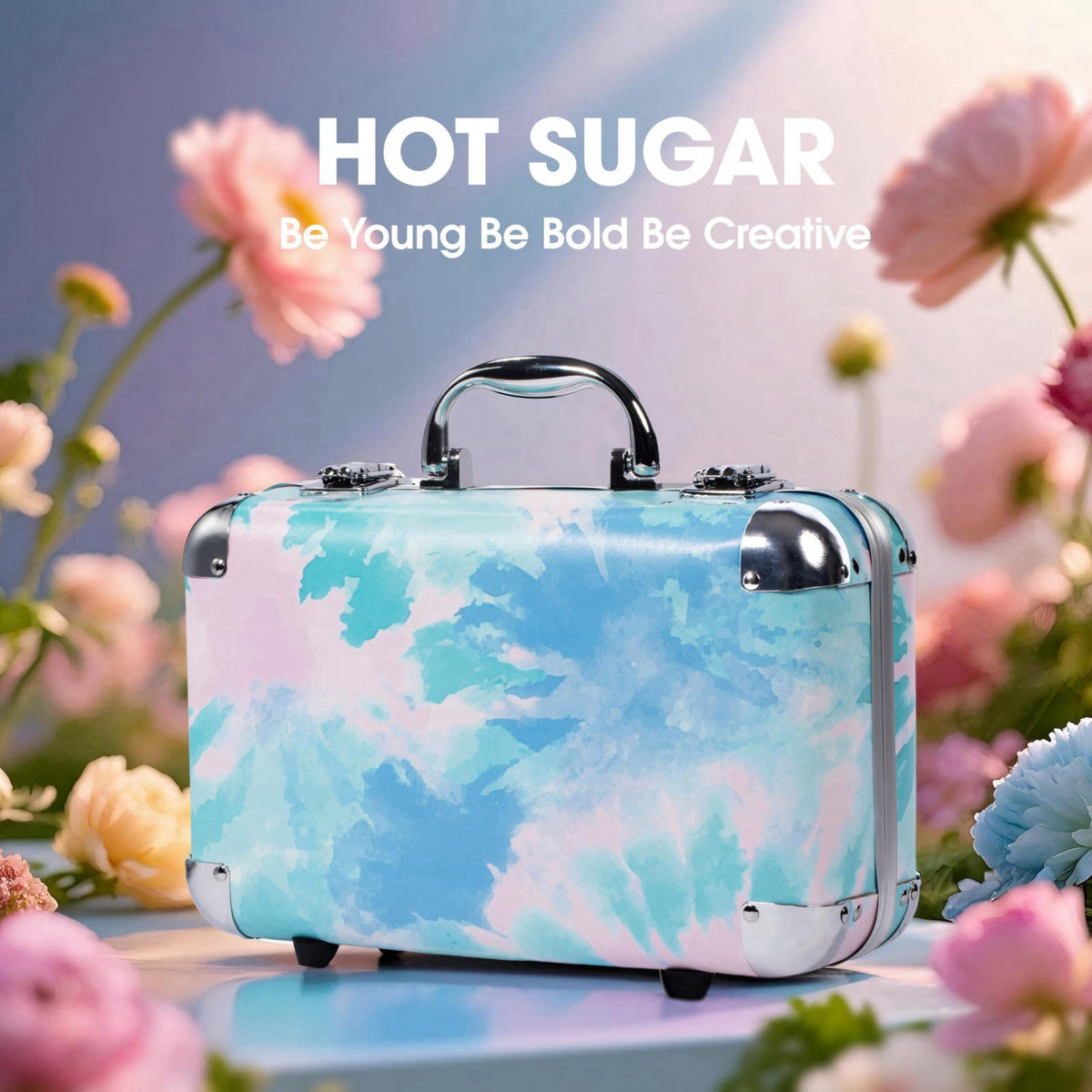 Hot Sugar All-in-One Makeup Set for Adults and Girls (Blue Tie-Dye) – back view and specifications