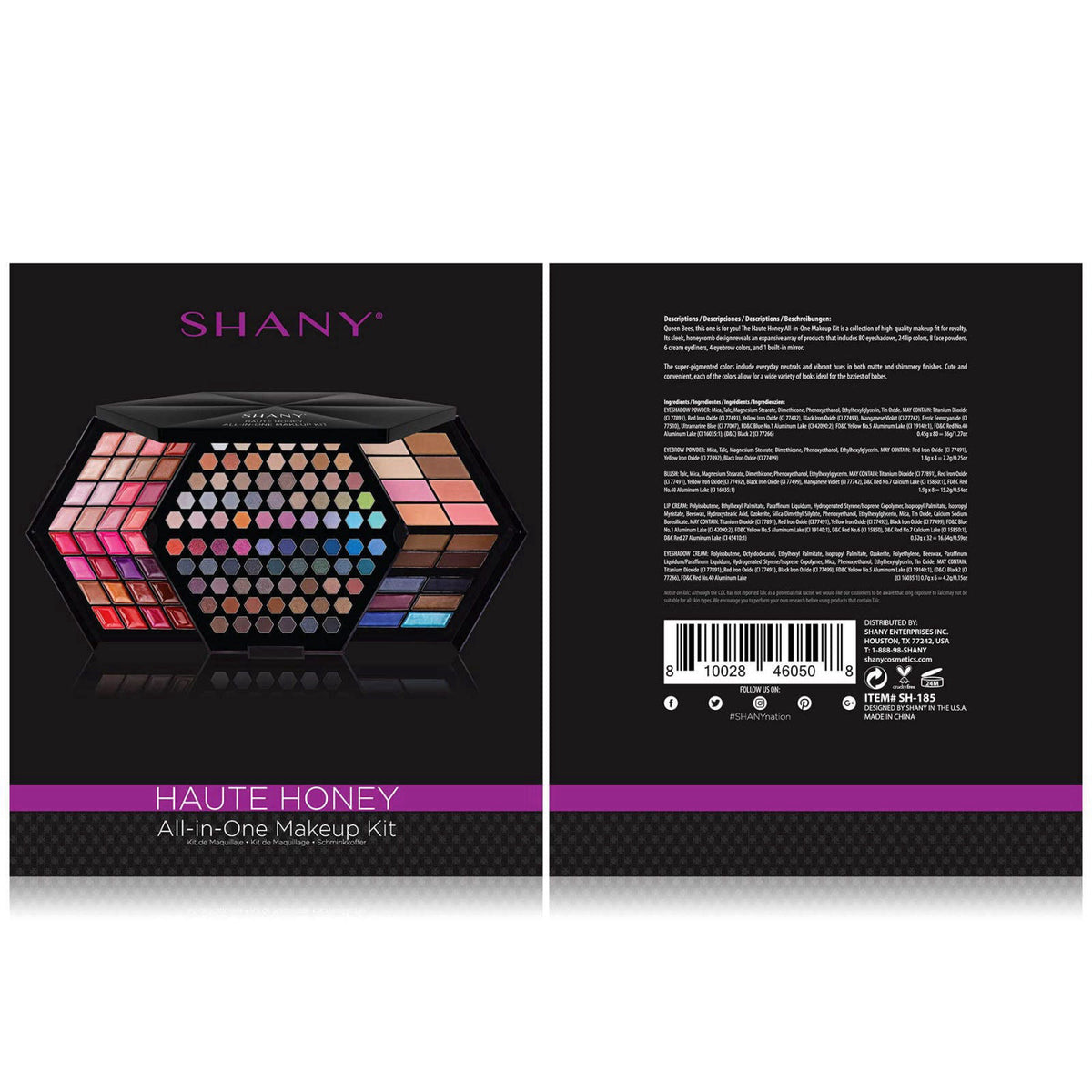 SHANY Haute Honey Makeup Set - All-in-One Makeup Kit with 80 Eyeshadows, 32 Lip Colors, 6 Gel Eyeliners, 4 Face Powders,