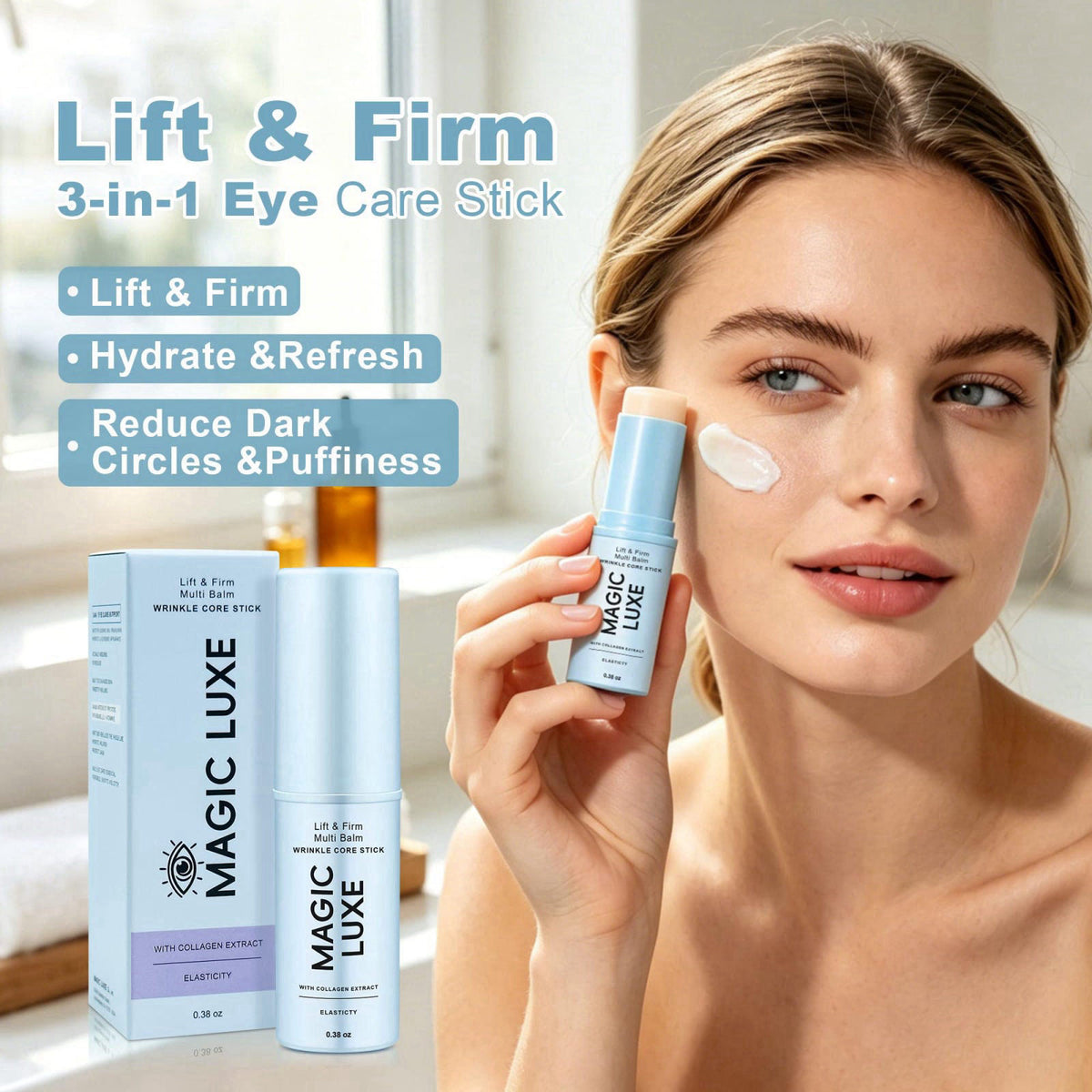 MAGIC LUXE OIL Magic Luxe Korean Under Eye Balm Stick, Luxe Under Eye Balm & Luxe Eye Cream Alternative, Hydrating Smoot