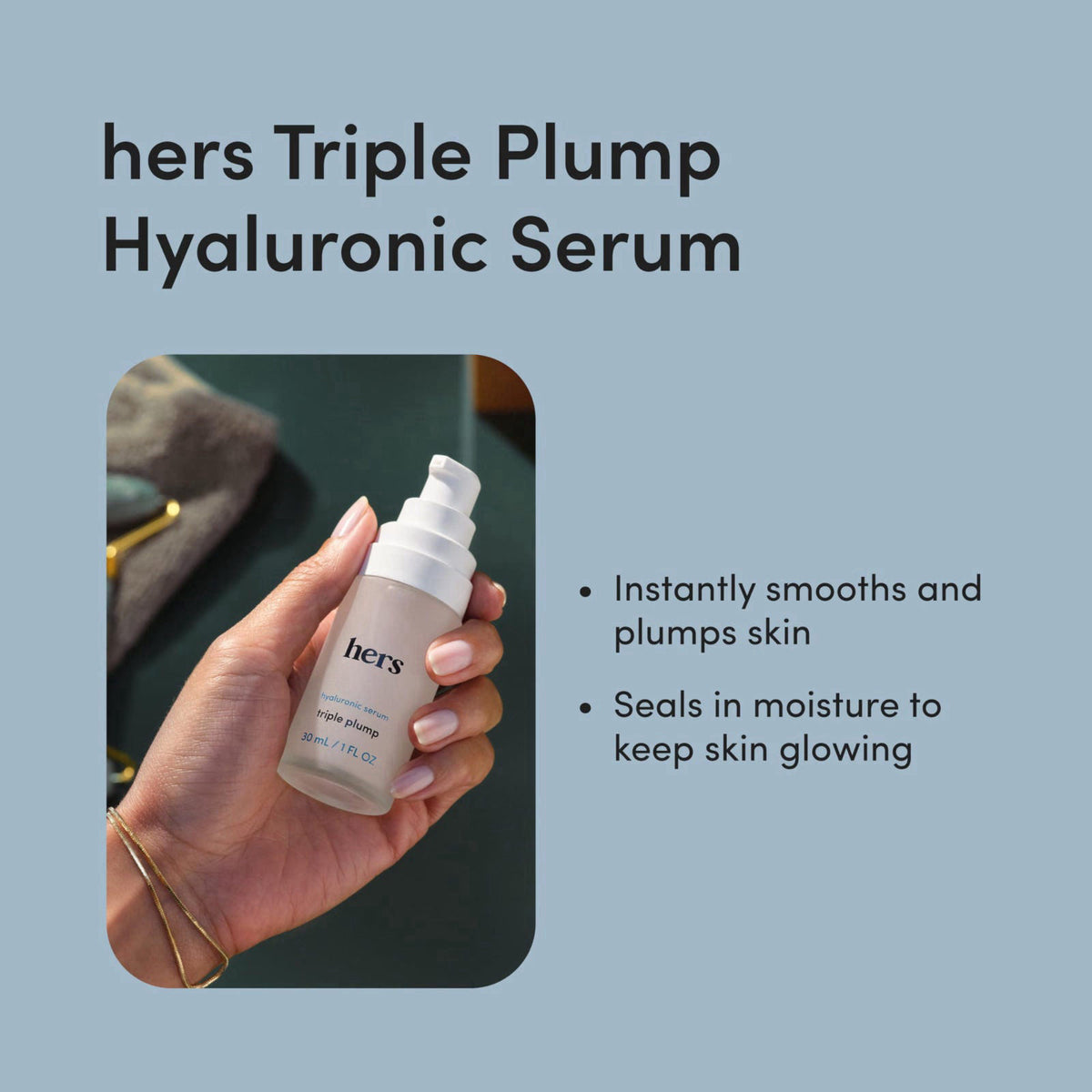 HIMS & HERS hers Triple Plump Hyaluronic Face Serum - Deeply Hydrating Hyaluronic Acid Face Serum with 3 Different Molec