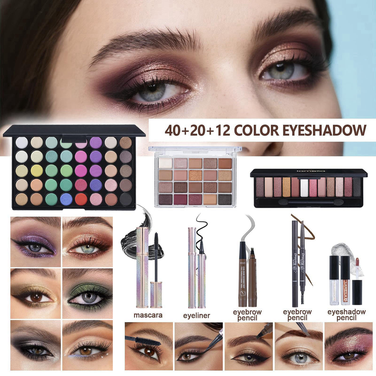 TooAemiS All in One Makeup Kit Makeup Kit for Women Full Kit Multipurpose Makeup ，eyeshadow、 liquid foundation,Loose pow