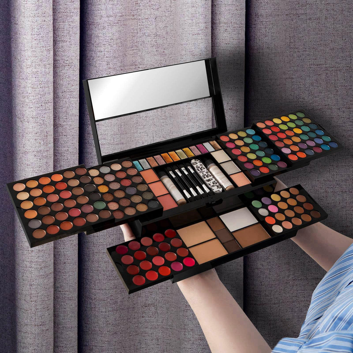 MISS ROSE M 187 Colors Professional Makeup Palette - All-in-One Kit With Eye Shadows, Lipsticks, Mascara, Foundations, B
