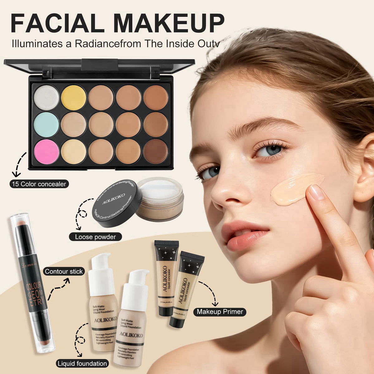 AOLIKOKO All in One Makeup Kit for Women Full Kit,Makeup Set for Women,Including Eye, Face, Lip Makeup and Brushes, Long