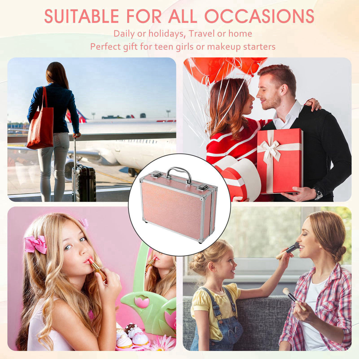 AOLIKOKO Makeup Kit for Teenager & Women Full Kit, All- In- One Makeup Set With The Cosmetic Train Case, Professional Ma