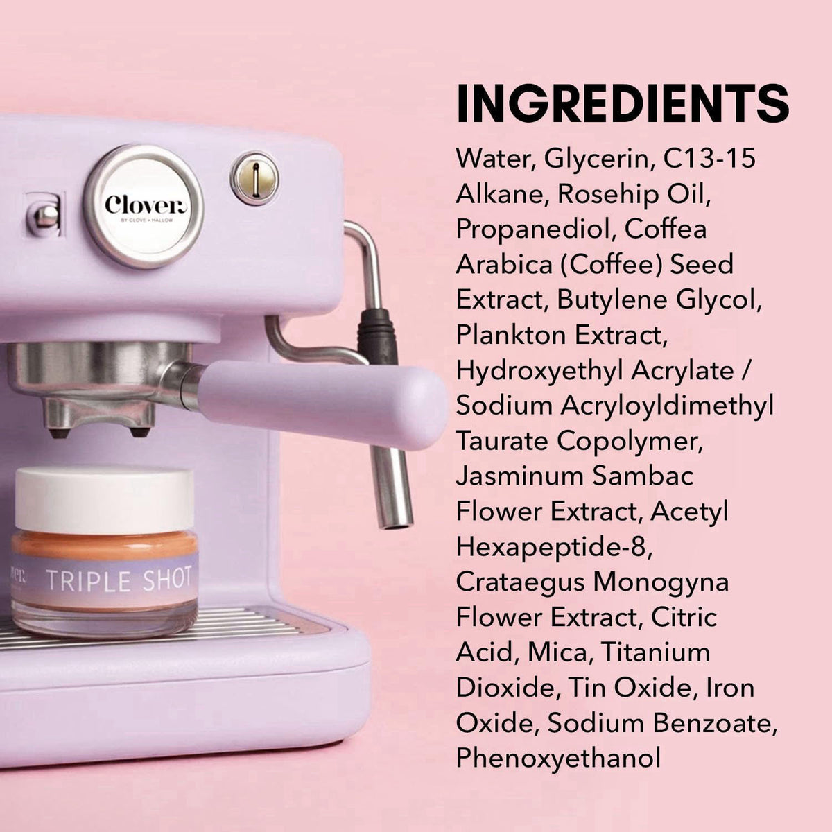 Clover Triple Shot 3-in-1 Bioactive Eye Treatment | Depuffing & Brightening Eye Cream with Coffee Extract, Peptides & Pl