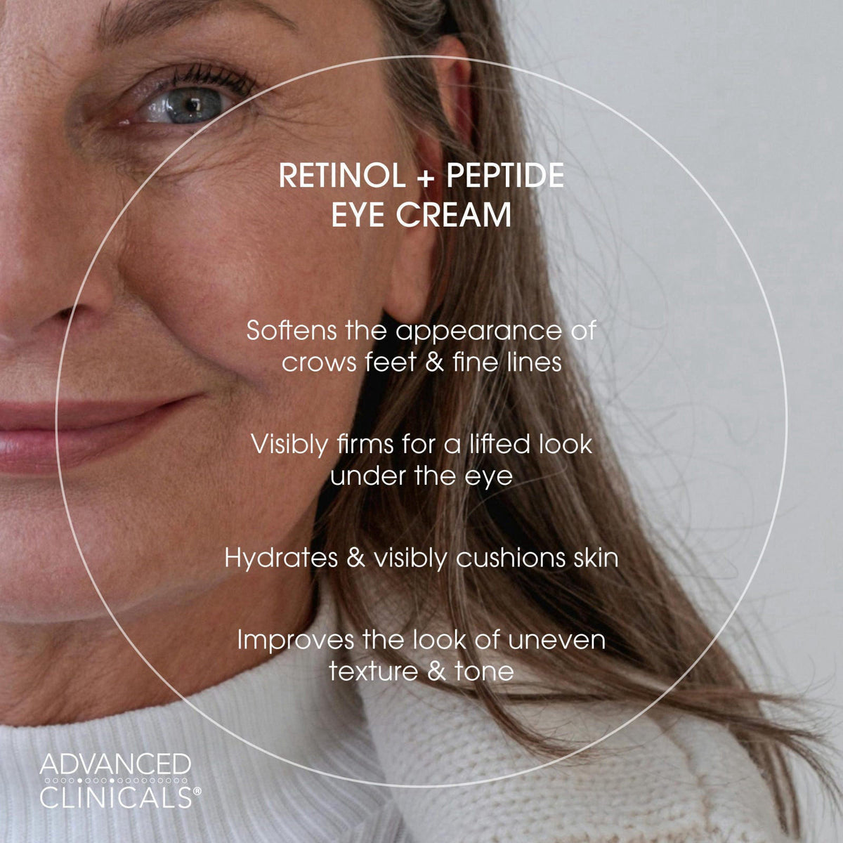 Advanced Clinicals Anti Aging Retinol Eye Cream + Brightening Vitamin C Under Eye Cream AM + PM 2pc Treatment Routine Sk