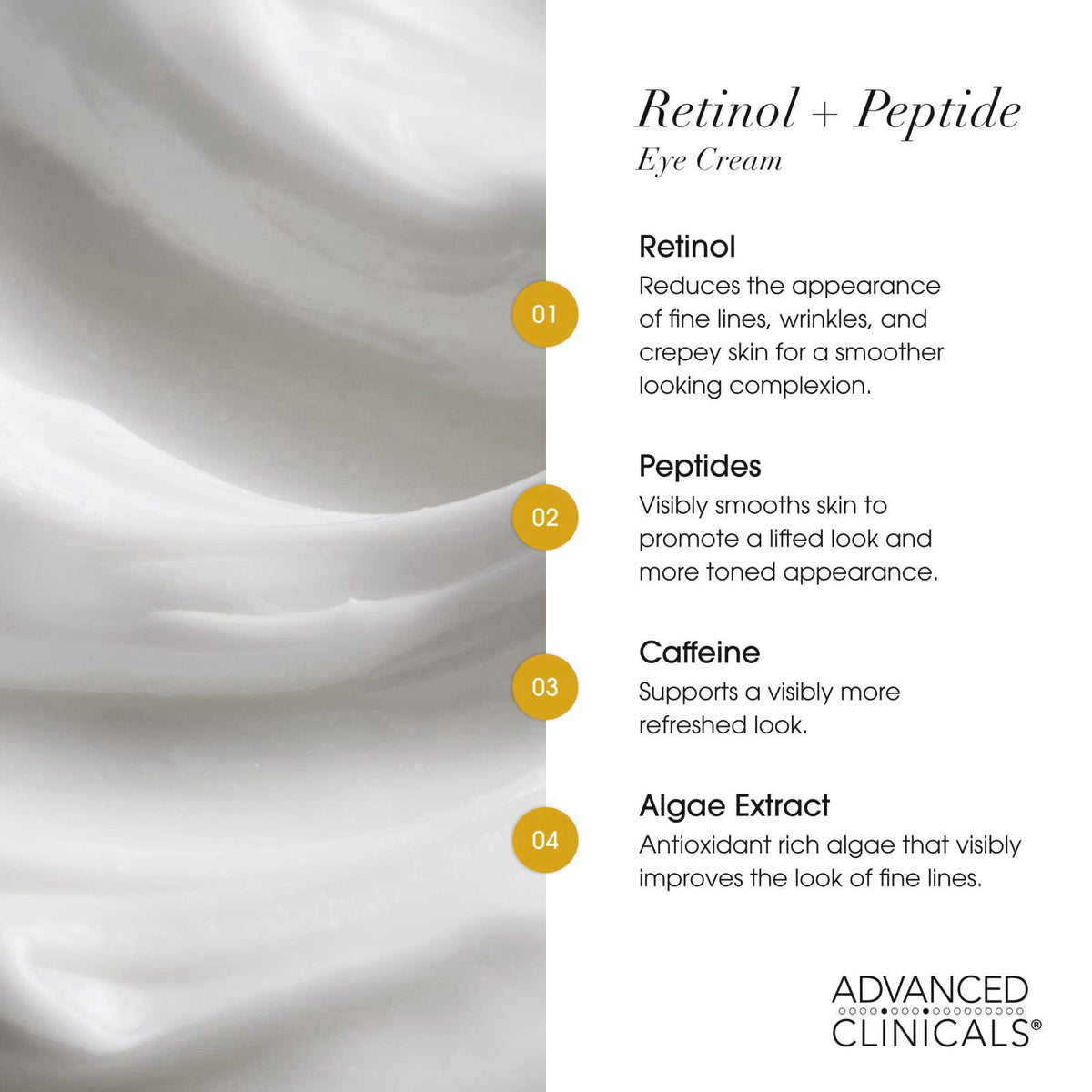 Advanced Clinicals Anti Aging Retinol Eye Cream + Brightening Vitamin C Under Eye Cream AM + PM 2pc Treatment Routine Sk