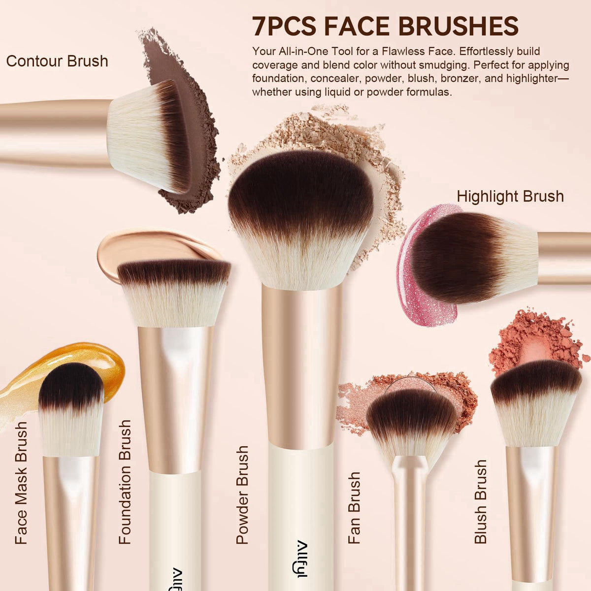 ALLFYL 49 Pcs Makeup Brushes Set, Professional Premium Make up Brushes Kit with Leather Case, Complete Makeup Brush Set 