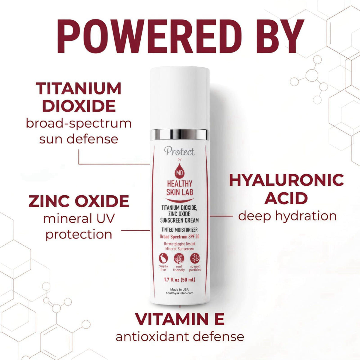 Healthy Skin Lab Protect Tinted Moisturizer SPF 50, Sheer Universal Tint, Lightweight Hydrating Mineral Sunscreen for Fa