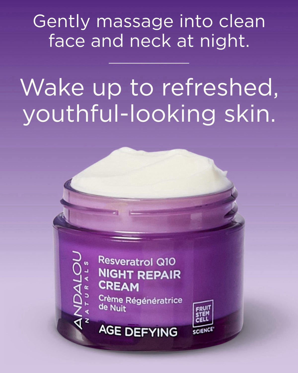 Andalou Naturals Resveratrol Q10 Night Repair Cream, For Dry Skin, Fine Lines & Wrinkles, For Softer, Smoother, Younger 