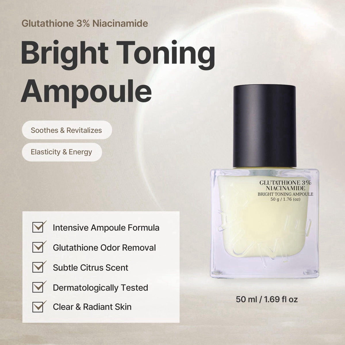 RAUME Bright Glow Glutathione Ampoule, Brightening Face Serum with 30,000ppm Glutathione, 40,000ppm Niacinamide and Cell