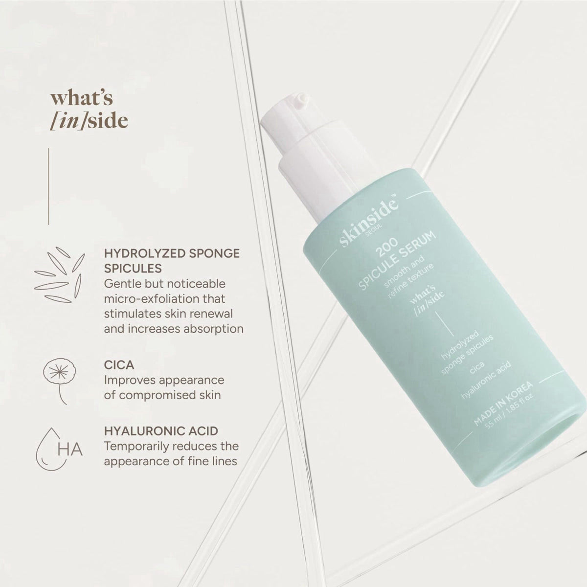 skinside SEOUL Spicule Serum – Texture Refining Korean Serum (1.85 fl oz) – close-up detail