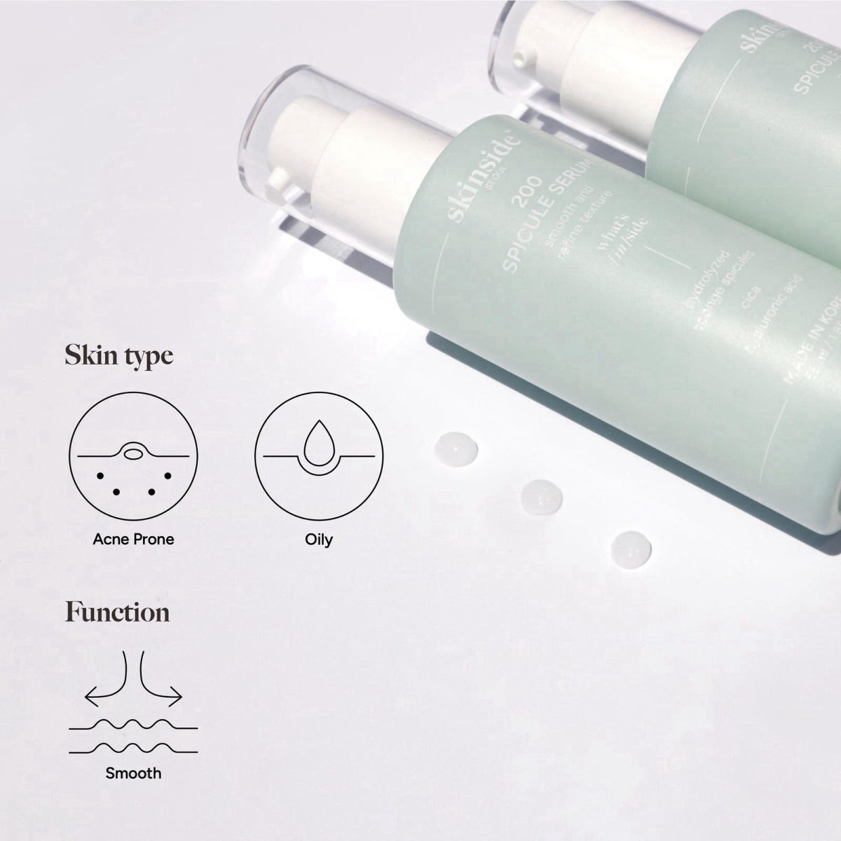 skinside SEOUL Spicule Serum – Texture Refining Korean Serum (1.85 fl oz) – packaging and label