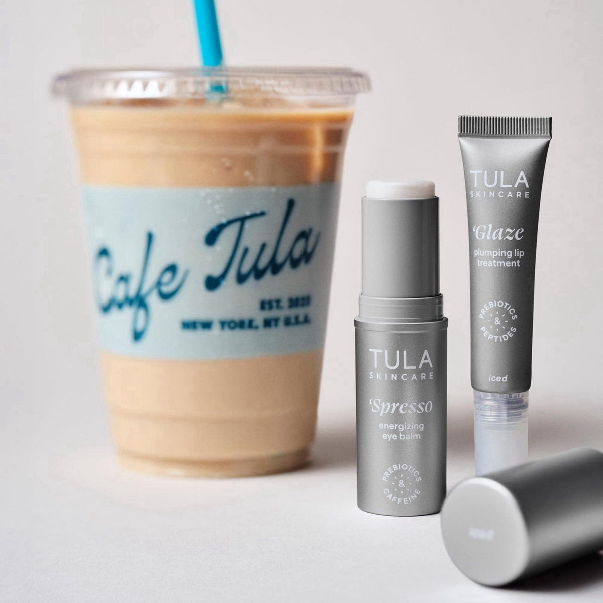 TULA Skin Care Golden Duo, Cappuccino Eye Balm & Lip Treatment, 2-Piece Set – full view