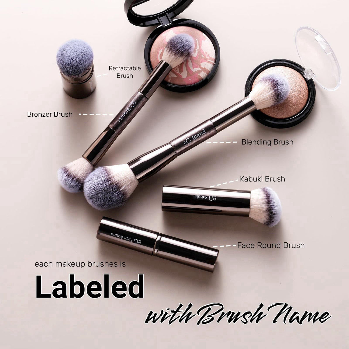 BS-MALL Professional Makeup Brush Set with Travel Case, 20 PCS Synthetic – full view