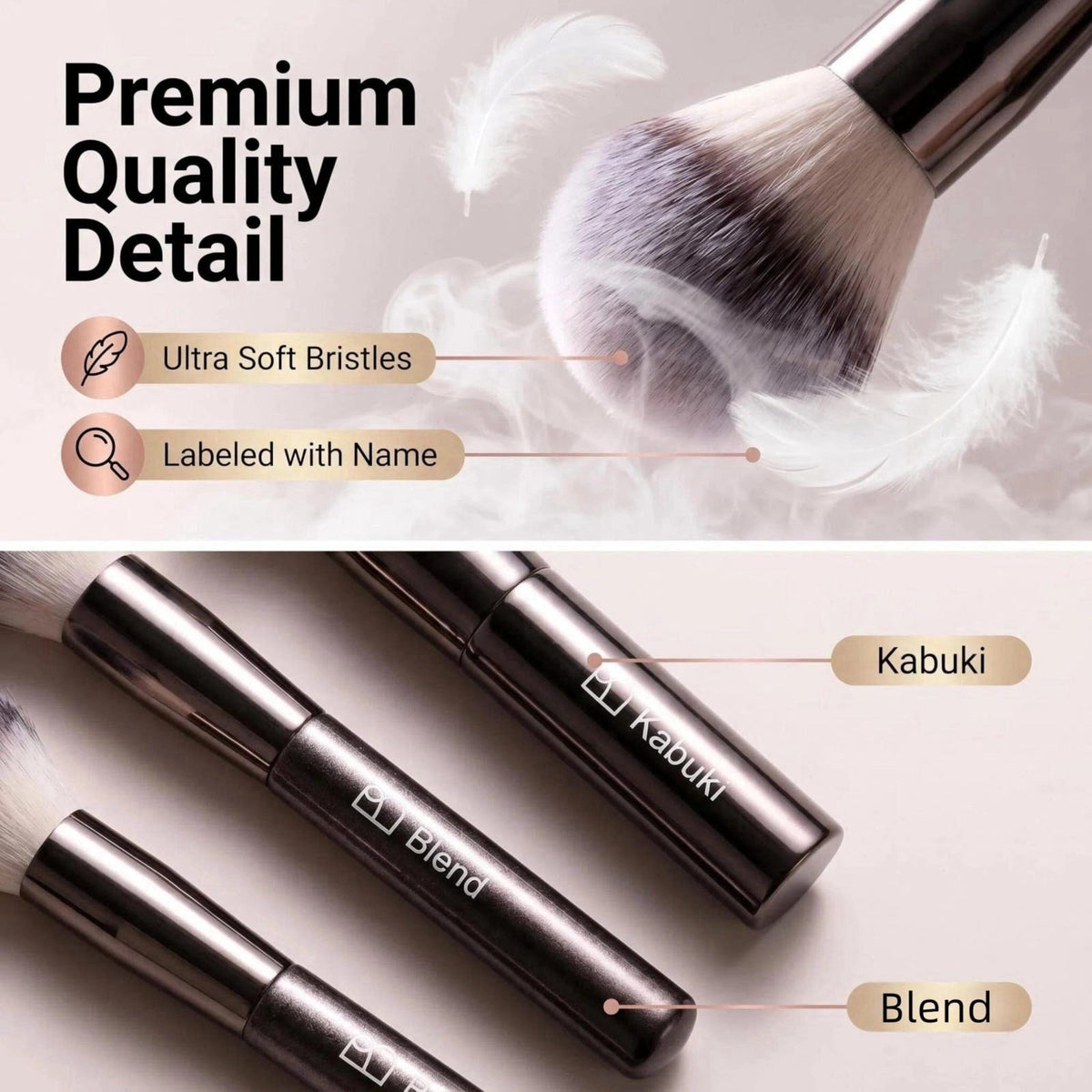 BS-MALL Professional Makeup Brush Set with Travel Case, 20 PCS Synthetic – back view and specifications