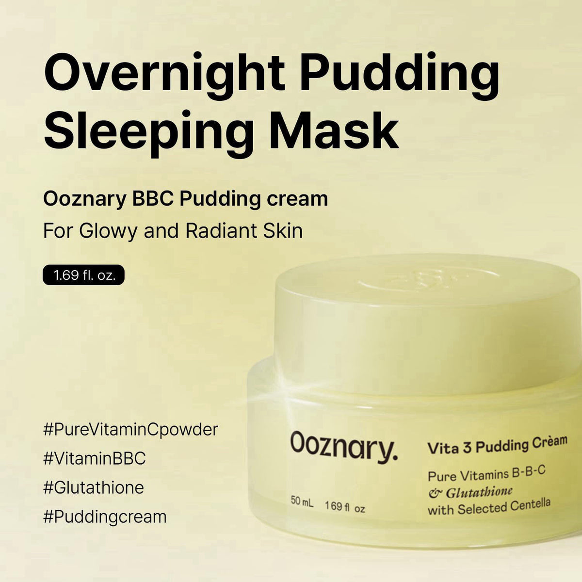 OOZNARY Vita 3 Serum + Pudding Cream Set - Triple Vitamin Formula for Glow 3.38 fl oz l 100ml – close-up detail