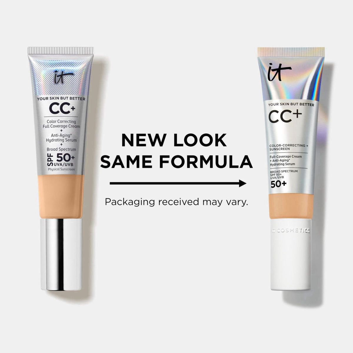 IT Cosmetics CC+ Cream with SPF 50+ Full Coverage Foundation Natural Finish – CC Creams on display