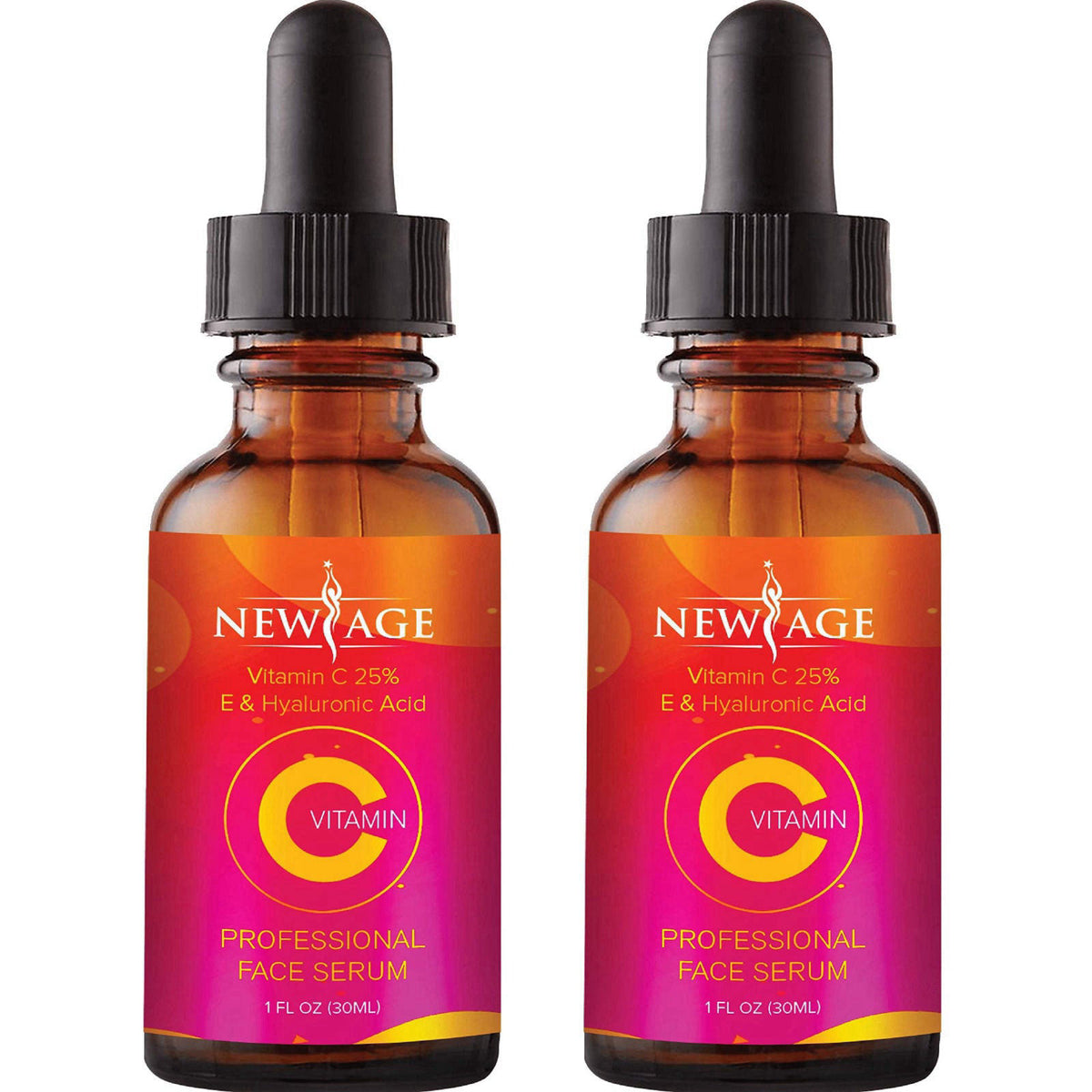 (2-PACK) Vitamin C Serum with Hyaluronic Acid for Face and Eyes - Natural Anti Aging Eye Serum - Facial Serum Fades Age 