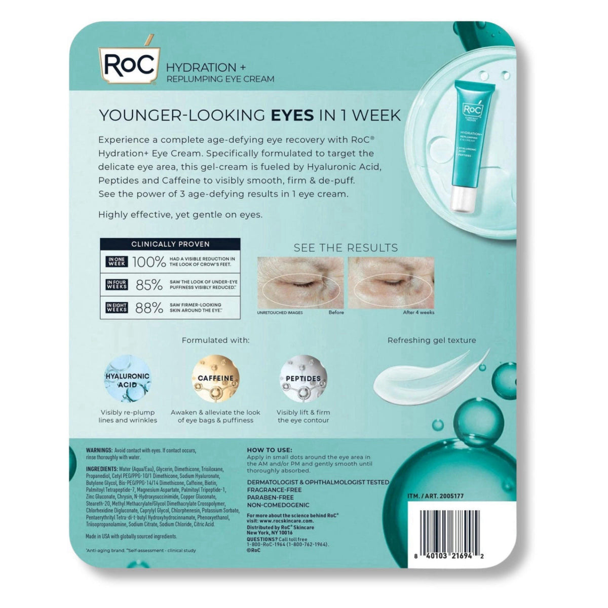 RoC Hydrate and Plump Eye Cream 0.6 oz 3-pack – close-up detail
