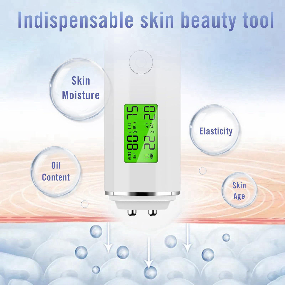 VOOADA LCD Digital Precision Skin Oil Content Analyzer, Moisture Tester Skin Monitor Detector, Face Care Tool for Beauty