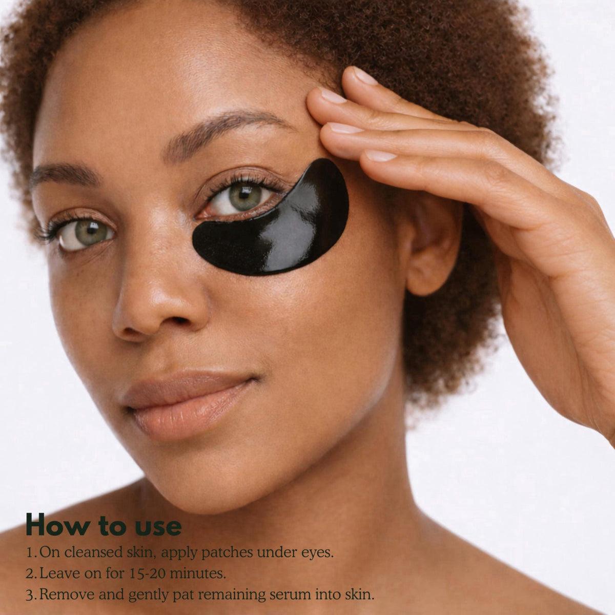 Bumfuzz Green Tea Under-Eye Patches & Makeup Sponge Set, 24 Pairs Eye Gel Patches with Caffeine, Niacinamide, Magnesium 
