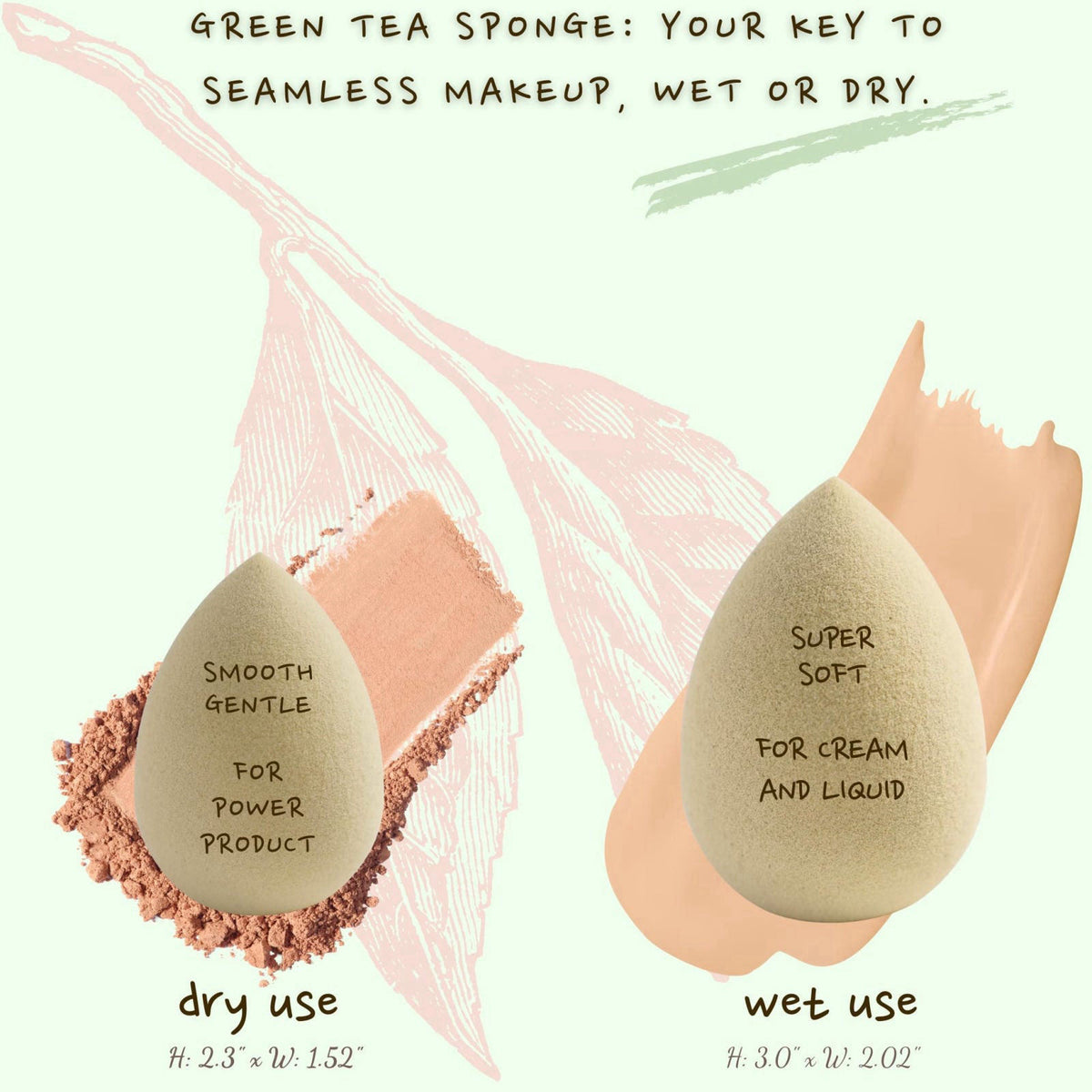 Bumfuzz Green Tea Under-Eye Patches & Makeup Sponge Set, 24 Pairs Eye Gel Patches with Caffeine, Niacinamide, Magnesium 